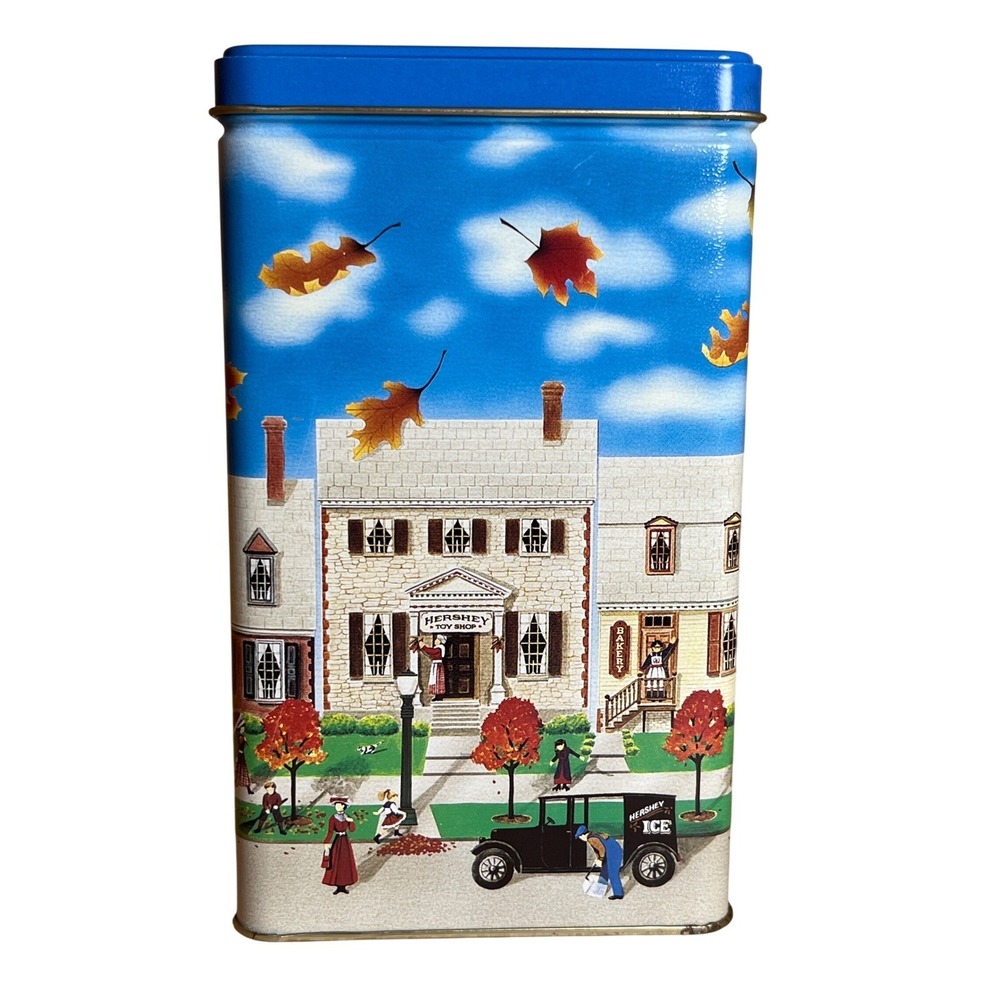 Vintage 1990 Hershey Hometown Series Canister 6 Tin Made in USA Autumn